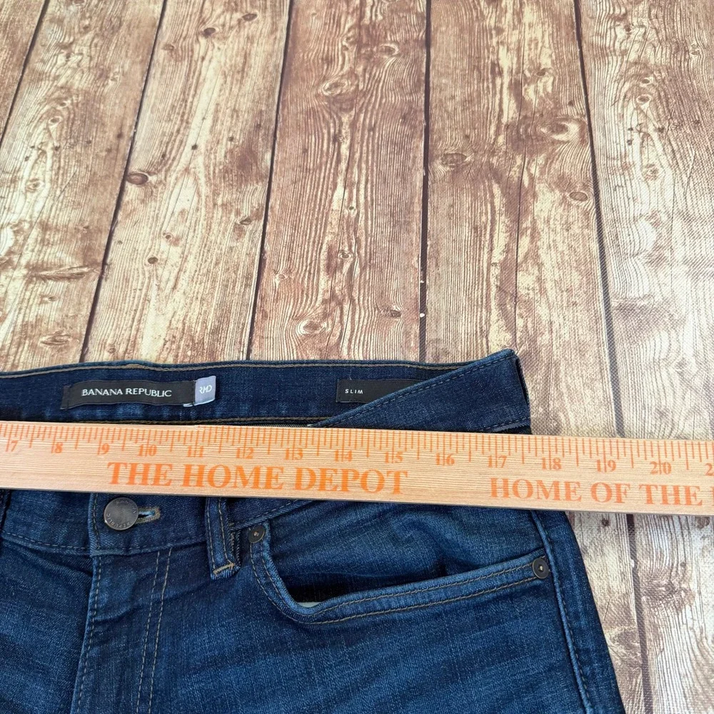 Banana Republic Slim Jeans Mens 33W x 32L Dark Indigo Stretch Denim
